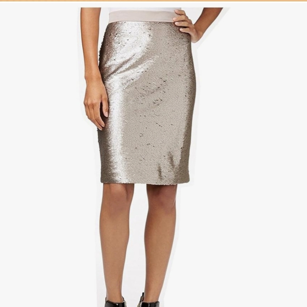 Maison Jules Sequin Silver Pencil Skirt